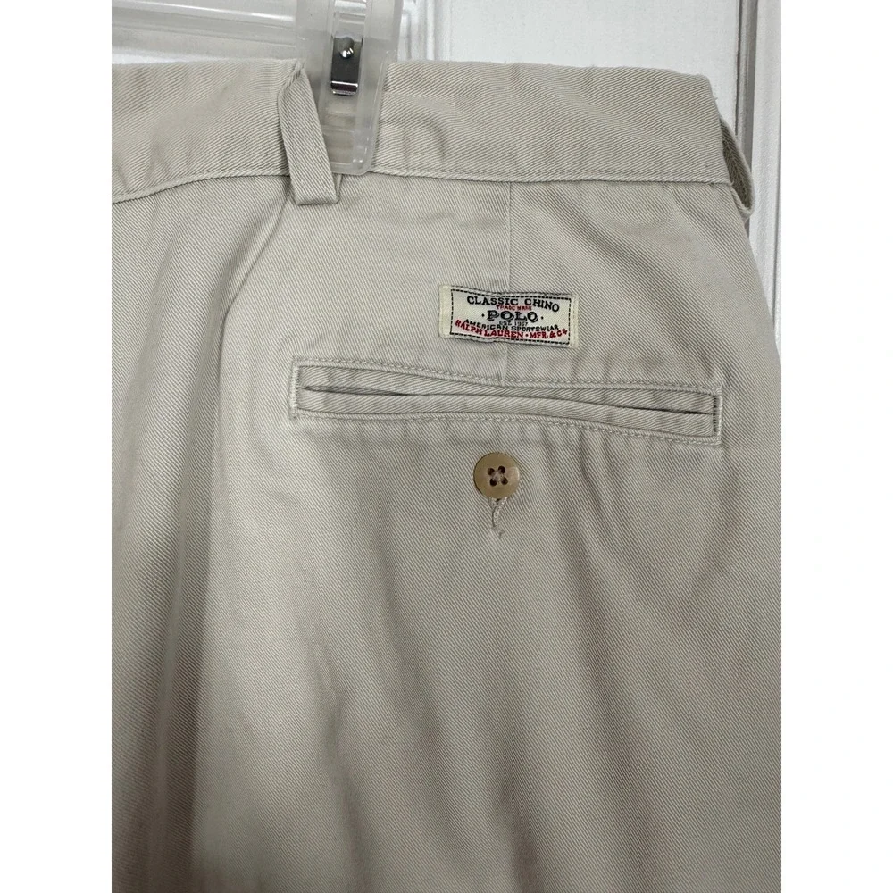 Polo Ralph Lauren Andrew Pant 42/32 Khaki Beige Pleated Chino Vintage Preppy